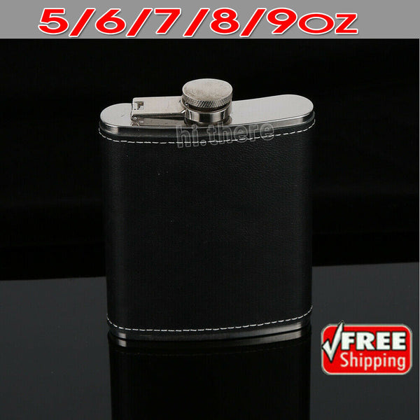 Stainless Steel Pocket Hip Flask Alcohol Whiskey Liquor Screw Cap 5-9 OZ