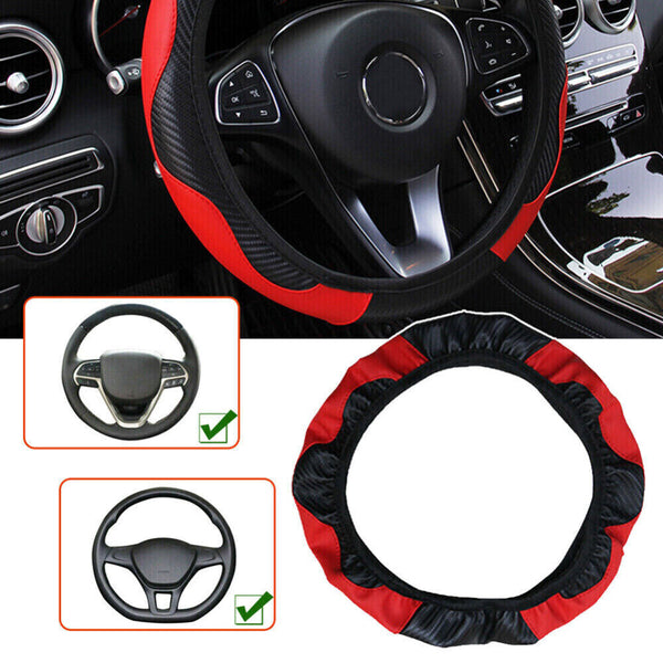 Car Steering Wheel Cover Leather Breathable Anti-slip Protector Universal 38cm