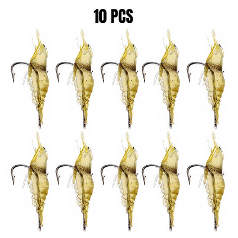 20Pcs Soft Plastic Bass Yabbie Prawn Shrimp Fishing Lure Jig Heads Bream Natural