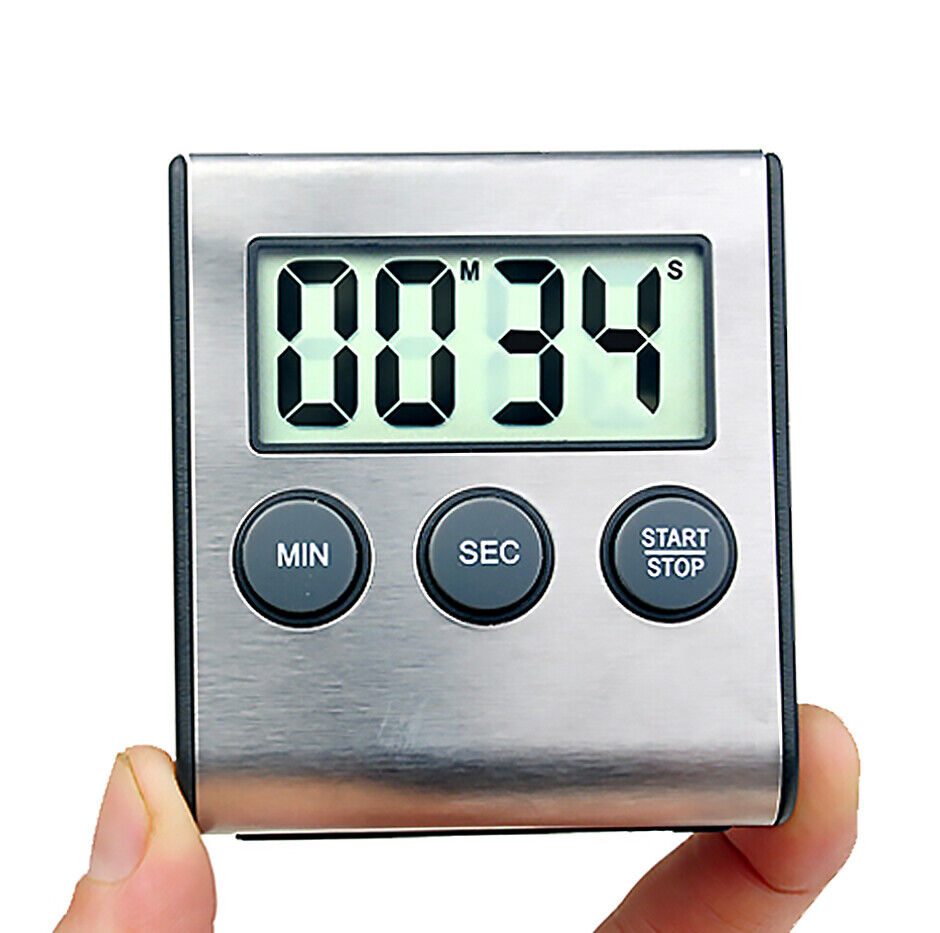 Stainless Steel Magnetic LCD Digital Kitchen Timer Count Down Cooking Alarm