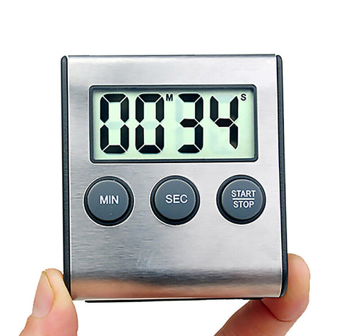 Stainless Steel Magnetic LCD Digital Kitchen Timer Count Down Cooking Alarm