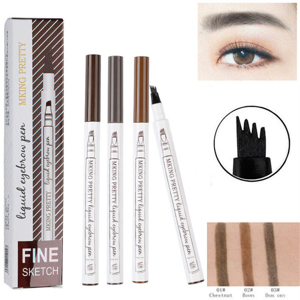 New Waterproof Eyebrow Microblading Ink Pen Pencil Tattoo 3D 4 Fork Pen Makeup