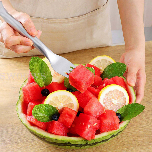 Watermelon Slicer Cutter, 2-in-1 Fork Stainless Steel Fruit Cutting Artifact