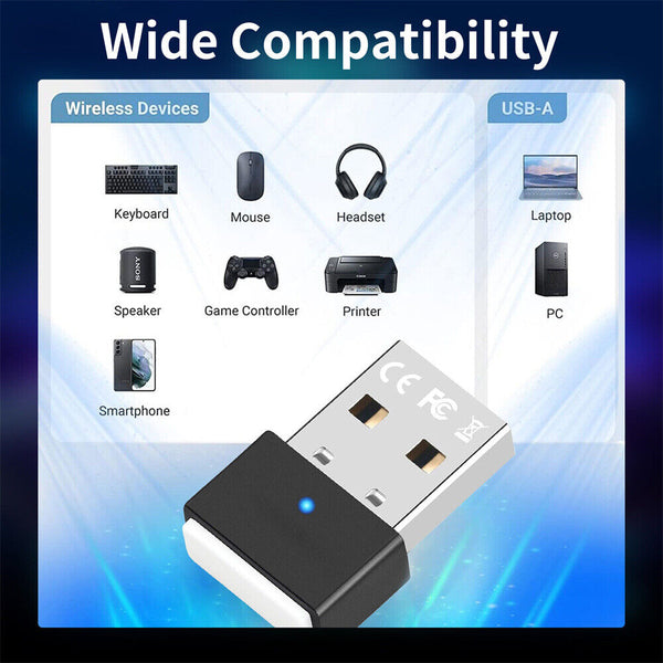 USB Bluetooth 5.3 Adapter Transmitter Receiver Dongle Wireless Adapter Plug&Play