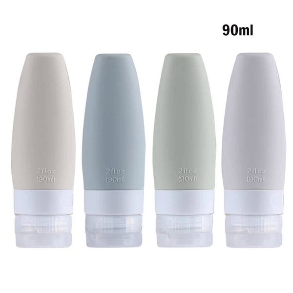 4PCS Cosmetic Container Dispenser Silicone Empty Bottle Travel Shampoo Lotion