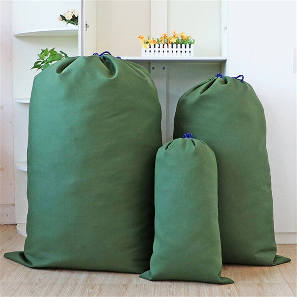 Canvas Drawstring Large Bag Pouch Clothes Craft Storage Laundry Army Green AUS