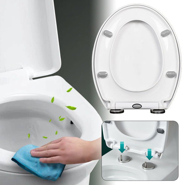 Thick Toilet Seat Soft Close Luxury White Heavy Duty Quick Release O Shape NEW