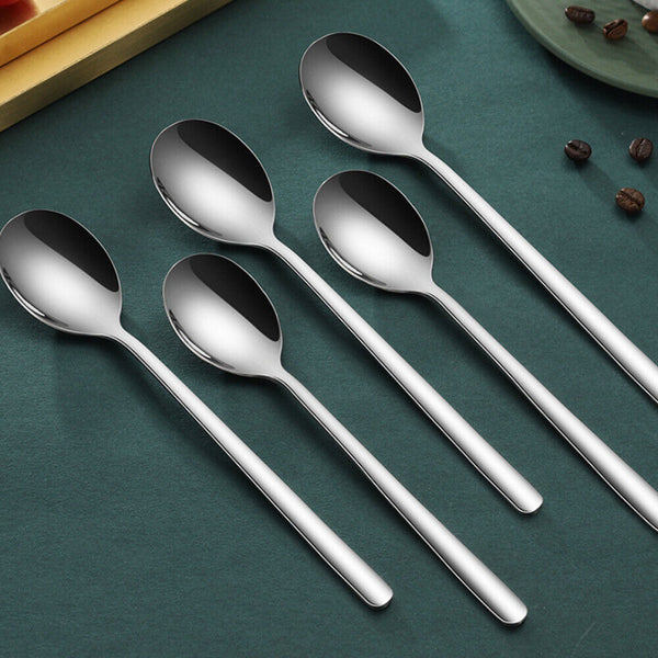 UP 10PC Long Handled Stainless Steel Coffee Spoon Cold Drink Ice Cream Tea Spoon