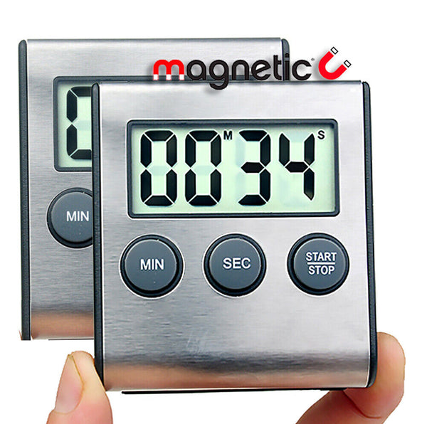 Stainless Steel Magnetic LCD Digital Kitchen Timer Count Down Cooking Alarm