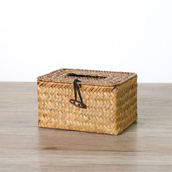 Napkin Holder Storage Case Cover Organizer Home Decor Woven Seagrass Tissue Box