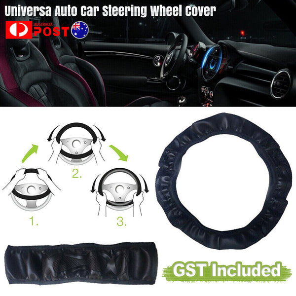 Universal_Auto Car Steering Wheel Cover Leather Breathable Anti-slip Black NEW