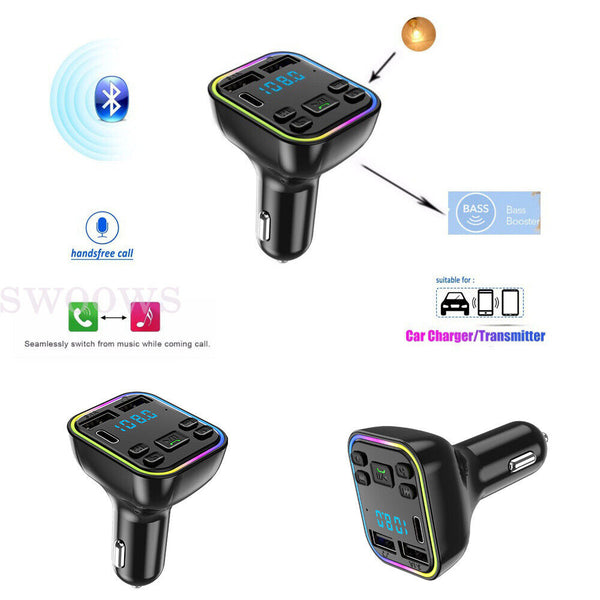 Bluetooth 5.0+ Mp3 Player BT Car 2USB FM Transmitter Adapter Wireless PD