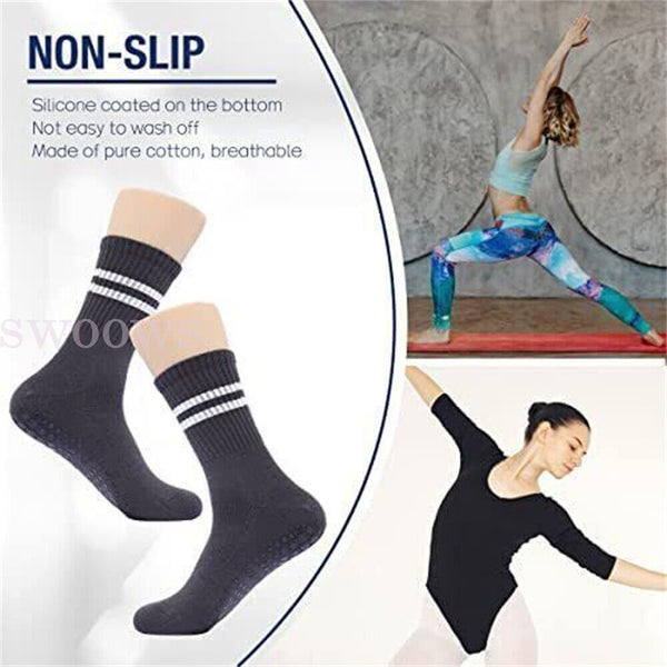 1/3Pair Yoga Socks Non-Slip Grips Anti-Skid Pilates Barre Dance Cushioned Sock