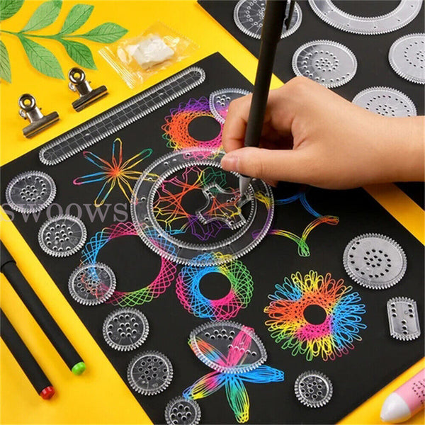 28Pcs Spirograph Geometric Ruler Drafting Tools Stationery Drawing Toys Set