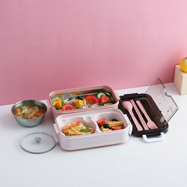 Bento Box Lunch Containers Food Microwave Stainless Portable Dinnerware AU