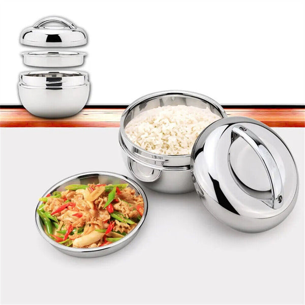 1/2Stainless Steel Thermo Insulated Thermal Lunch Bento Box Round Food Container