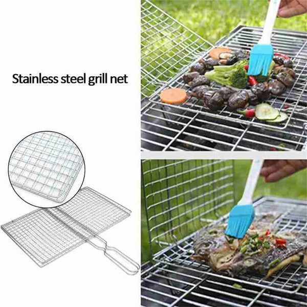 1/2x BBQ Fish Grilling Basket Grill Camping Net Meat Vegetable Kitchen Tool AU