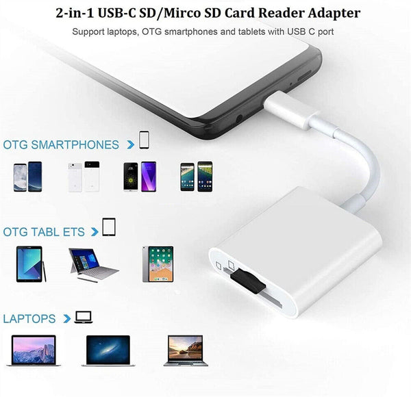 3 In 1 USB 3.1 Type-c Card Reader To SD/TF/USB Hub Adapter Micro SD Card PC