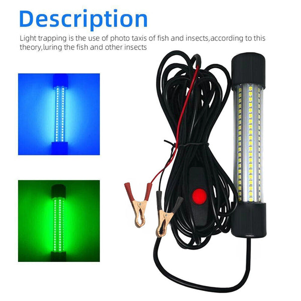 1200LM 12V LED Underwater Fishing Light Stick Squid Prawn Fish Attract Lamp OZ