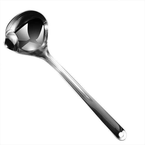 Stainless Steel Soup Fat Oil Separator Ladle Long Kitchen Utensil Cooking Spoon