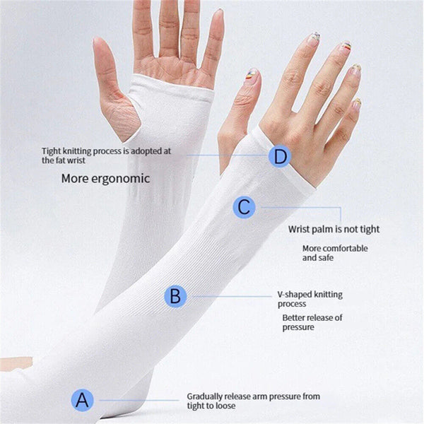 UV Sun Protection Cooling Long Arm Driving Half Finger Gloves Sleeve Sports