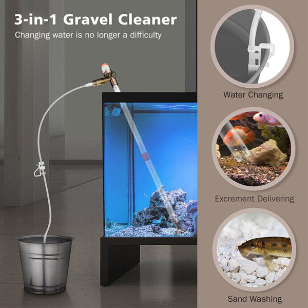 Pump Gravel Water Cleaning Kit Vacuum Cleaner Aquarium Fish Tank Siphon