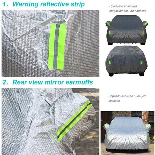 Waterproof Aluminum Car Cover 6 Layer Large Rain UV Dust Hail Resitant Full Size