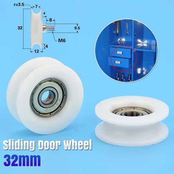 2x 32mm Sliding Door Wheel Security Screen Sliding Rollers Glass DIY Parts