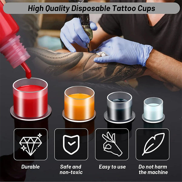 Tattoo Ink Cups Caps Pots Pigment Cosmetic Microblading Color Holder S/M/L/XL