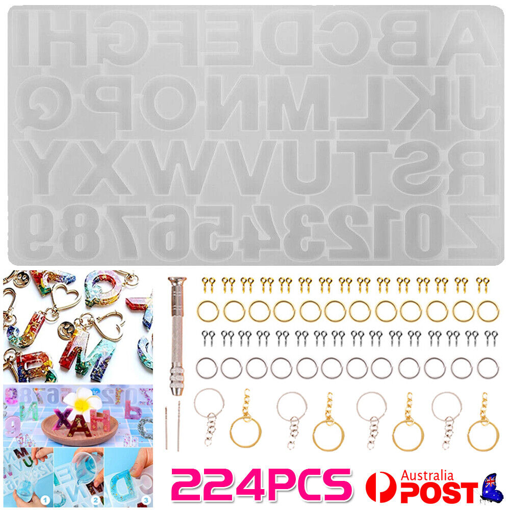 224xEpoxy Resin Mold Casting Letter Alphabet Number Silicone Jewelry Mould Craft