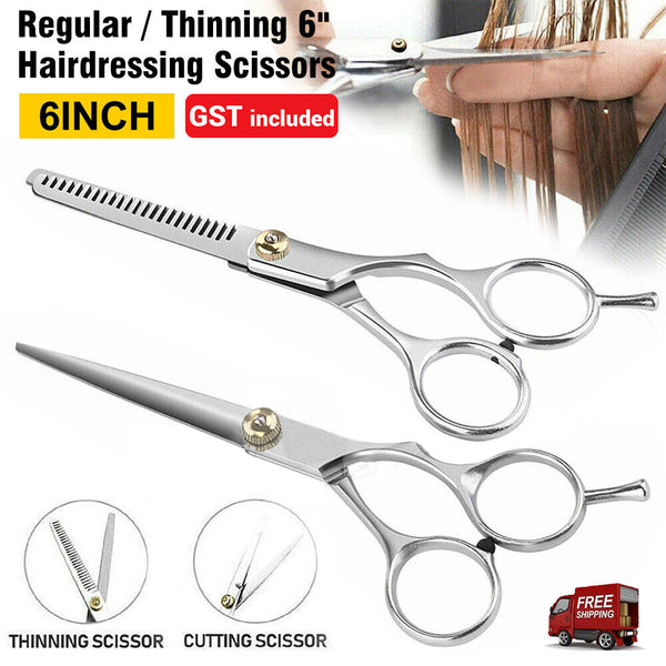 2pcs 6" Salon Hairdressing Scissors Hair Barber Professional Cutting Thinning