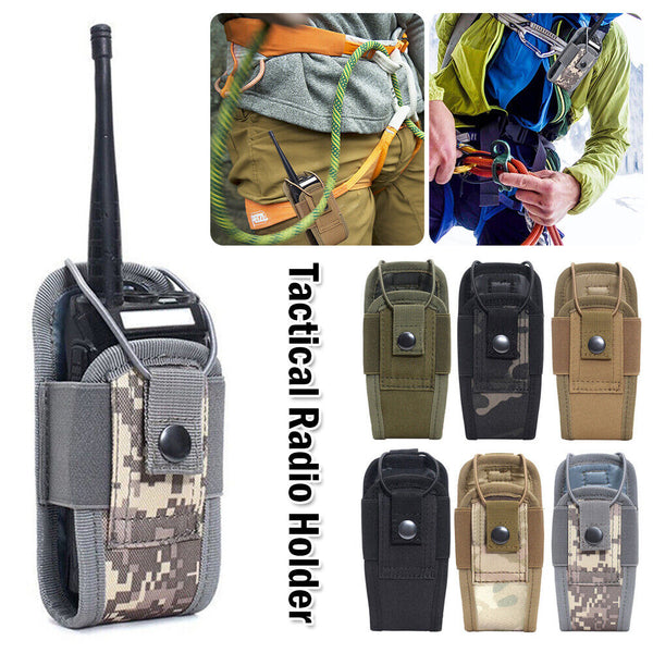 1/2x Tactical Radio Holder Outdoor Walkie Talkie Pouch Case Belt Holster Bag