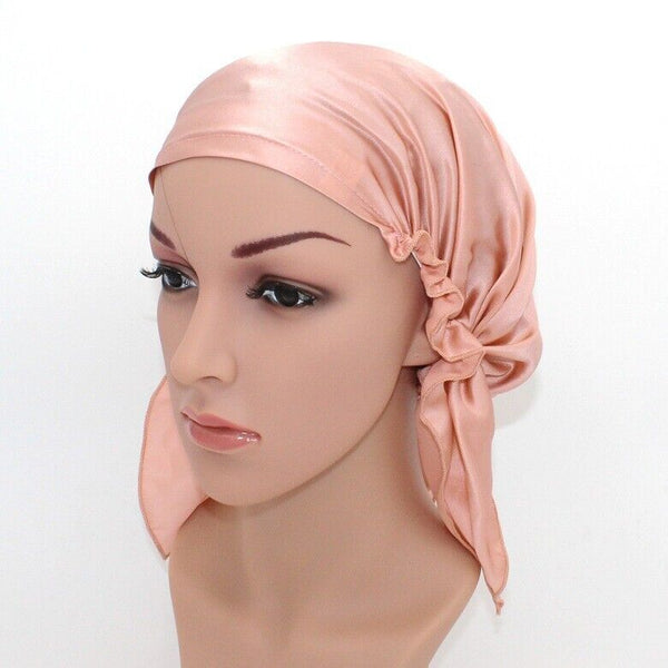 Pure Mulberry Silk Adjustable Night Cap Soft Sleeping Cap Hair Care Wrap Bonnet