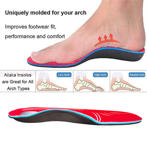 Orthotic Insoles Insert Shoes High Arch Support Plantar Flat Feet Fasciitis Foot