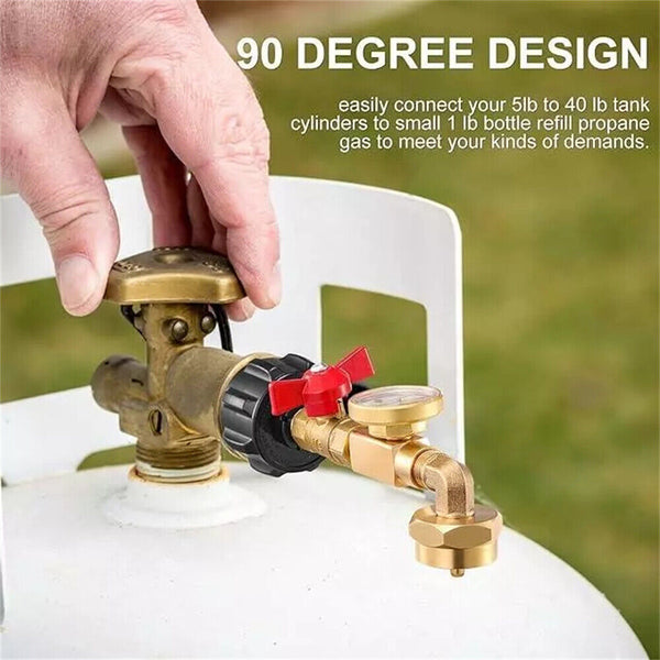 QCC1 Propane Refill Elbow Adapter with Gauge 1LB Bottle Tank 20-40LBS Cylinder