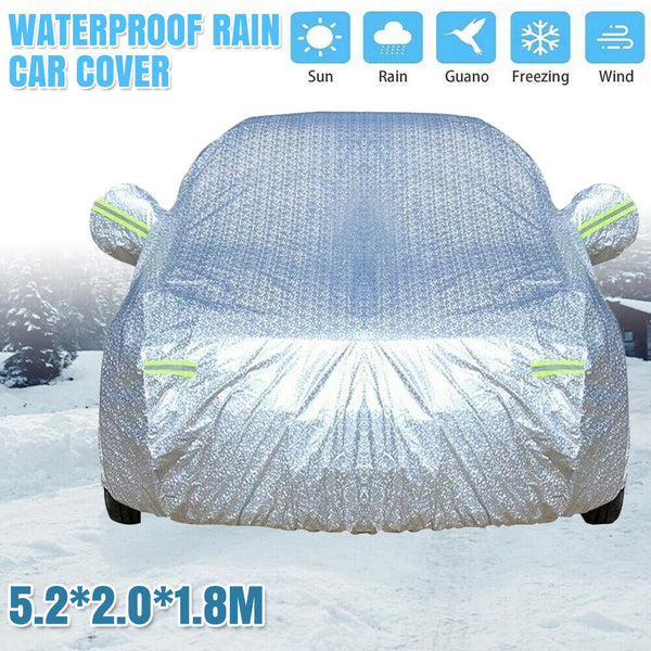 Waterproof Aluminum Car Cover 6 Layer Large Rain UV Dust Hail Resitant Full Size