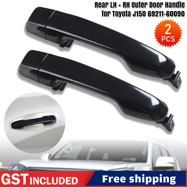 Pair Rear LH + RH Outer Door Handle for Toyota Prado J150 Series 2009-2020 Black