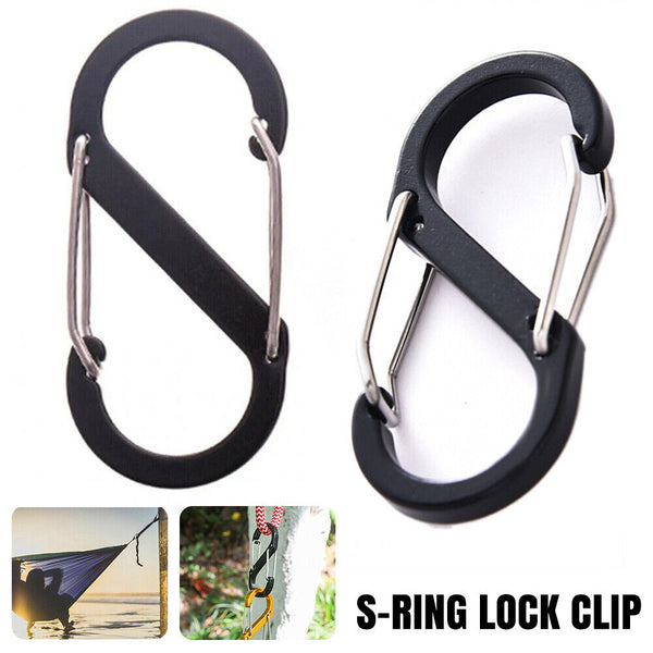 UP 100X Cable Carabiner Camping Hiking Hook Chain Key S-Ring Lock Clip Holder