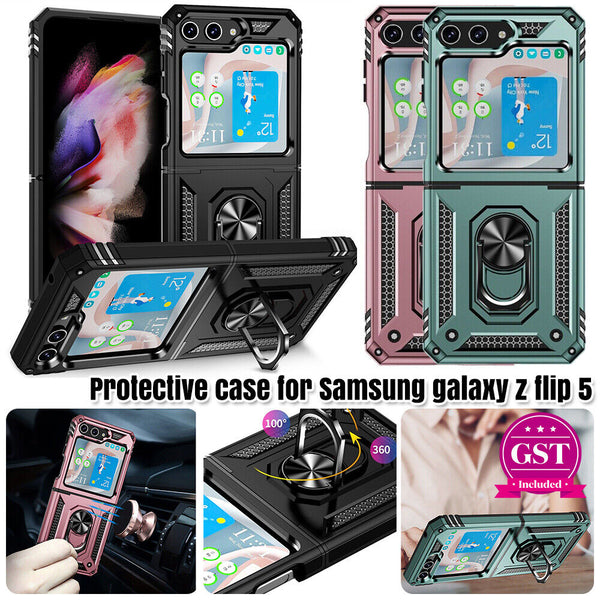 Shockproof Rugged Ring Holder Stand Case Cover For Samsung Galaxy Z Flip 5 4 3