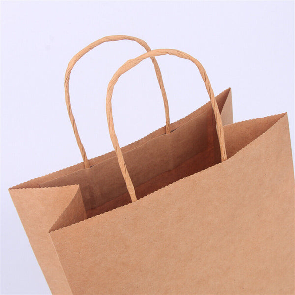 Bulk Kraft Brown Paper Bags with Handles Craft Merchandise Shopping Retail Bags