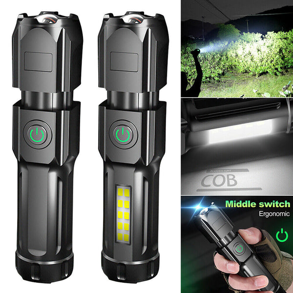 NEW USB Rechargeable LED Tactical Flashlight Super Bright Torch Zoomable