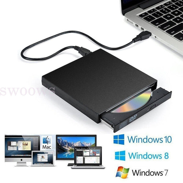 External Drive USB Portable Burner CD RW DVD ROM Reader Writer For Mac & Windows