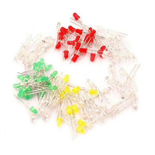 300Pcs 3V 3mm 5mm Light Emitting Diode LED Lamp Assorted Kit Red White Green AU