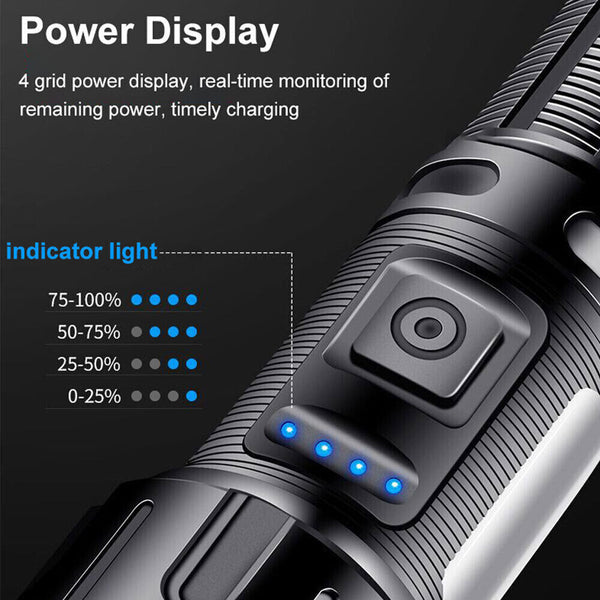 Super Bright 1000000 Lumen LED Torch Cob Work Light Flashlight USB Rechargeable