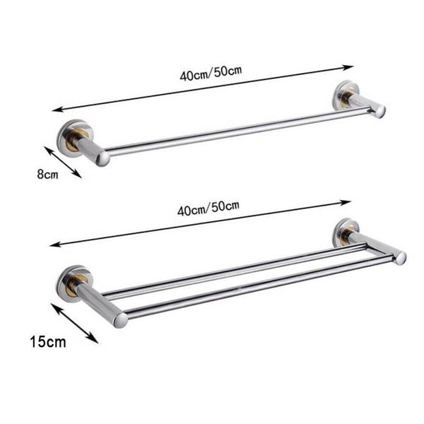 40/50cm Single Double Towel Rail Rack Holder Wall Mounted Bathroom Kitchen AU