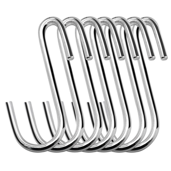 Up to 8x S-shaped Stainless Steel Hanging Hooks Kitchen Bathroom Hangers Holder