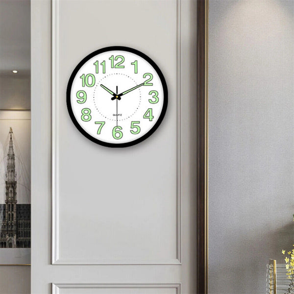 12'' Luminous Wall Clock Glow In The Dark Silent Quartz Indoor Home Modern Clock