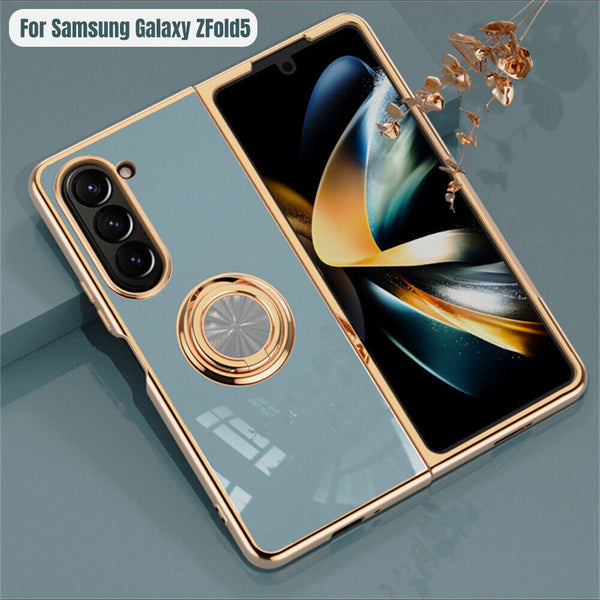 Shockproof Case Luxury Plating Ring Cover For Samsung Galaxy Z Fold 5 4 5G