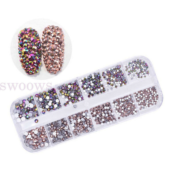 Nail Art 3D Assorted Rhinestones Gem Pearl Glitter Sequins Nail Decor Tips