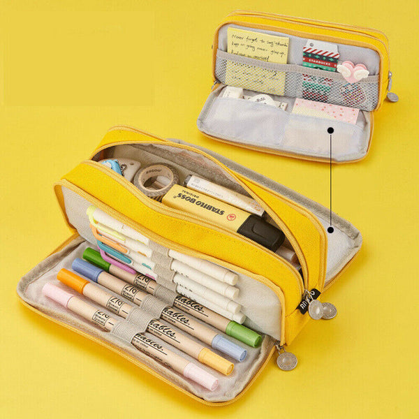 Zipper Pencil Case Pen Bag Organizer School Office Cosmetic Stationery Storage